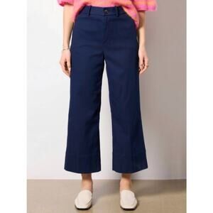 Spanx Women's Stretch Twill Cropped Wide Leg Pant Navy Blue Size Small